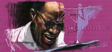 Dessin intitulée "Jazz Ray Charles" par Yuriy Shevchuk, Œuvre d'art originale, Pastel