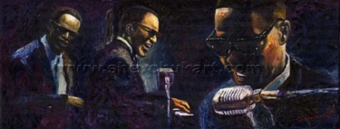 Schilderij getiteld "Jazz Ray Charles 01" door Yuriy Shevchuk, Origineel Kunstwerk, Olie