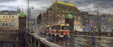 "Prague Tram Bridge…" başlıklı Tablo Yuriy Shevchuk tarafından, Orijinal sanat, Pastel