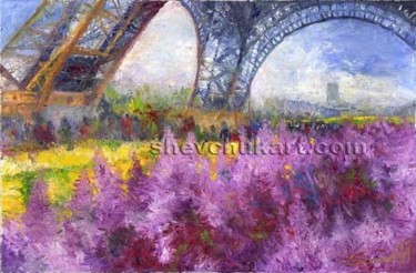 Painting titled "Paris Tour Eiffel" by Yuriy Shevchuk, Original Artwork, Oil