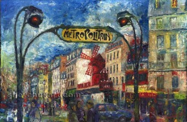 Painting titled "Paris Mulen Rouge" by Yuriy Shevchuk, Original Artwork, Oil