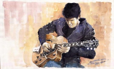 Painting titled "Jazz Rock John Maye…" by Yuriy Shevchuk, Original Artwork, Watercolor