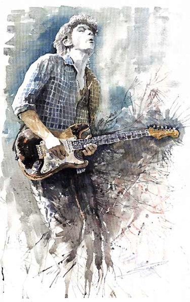 Peinture intitulée "Jazz Rock John Maye…" par Yuriy Shevchuk, Œuvre d'art originale, Aquarelle