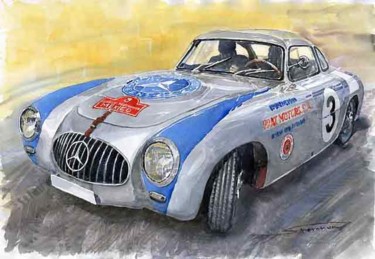 Painting titled "Mercedes Benz 300 S…" by Yuriy Shevchuk, Original Artwork, Watercolor