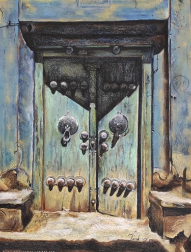 Ζωγραφική με τίτλο "La porte" από Farkhondeh Sheibanikia (Farah), Αυθεντικά έργα τέχνης, Παστέλ