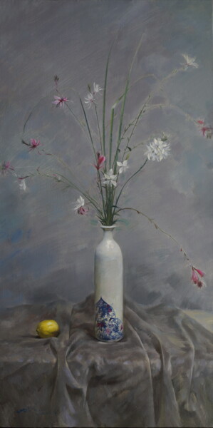 绘画 标题为“酒瓶花” 由世江 刘, 原创艺术品, 油