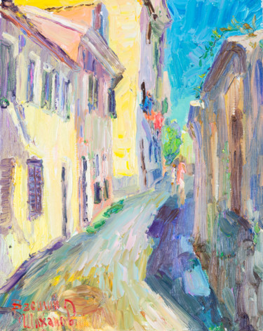 Картина под названием "Керкира, улица св.…" - Василий Шиханов, Подлинное произведение искусства, Масло