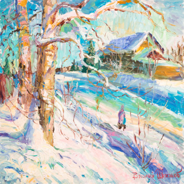 Painting titled "Мороз и солнце" by Vasilii Shikhanov, Original Artwork, Oil