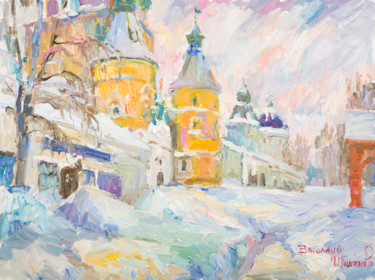 Painting titled "После снегопада в Б…" by Vasilii Shikhanov, Original Artwork, Oil