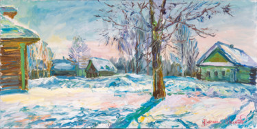 Painting titled "Холодный февраль (о…" by Vasilii Shikhanov, Original Artwork, Oil