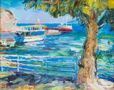 Картина под названием "В порту « Камирос»" - Василий Шиханов, Подлинное произведение искусства, Масло