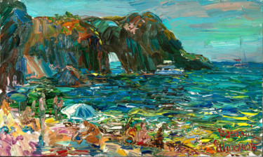 Картина под названием "Пляж" - Василий Шиханов, Подлинное произведение искусства, Масло Установлен на Деревянная рама для но…