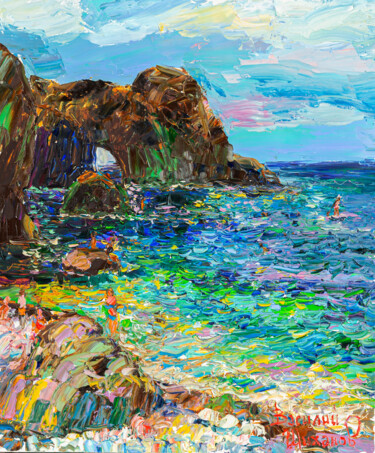 Картина под названием "пляж на Фиоленте" - Василий Шиханов, Подлинное произведение искусства, Масло Установлен на Деревянная…