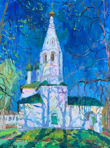 Schilderij getiteld "«Весной в Ярославле»" door Василий Шиханов, Origineel Kunstwerk, Olie Gemonteerd op Frame voor houten b…