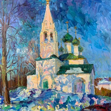 Painting titled "Начало марта" by Vasilii Shikhanov, Original Artwork, Oil