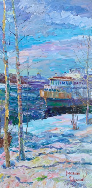 Malerei mit dem Titel "Весной в затоне." von Vasilii Shikhanov, Original-Kunstwerk, Öl