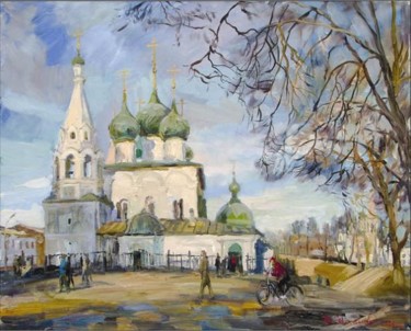 Painting titled "Апрельский день(ц.С…" by Vasilii Shikhanov, Original Artwork