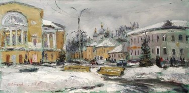 Painting titled "Дождь в марте" by Vasilii Shikhanov, Original Artwork