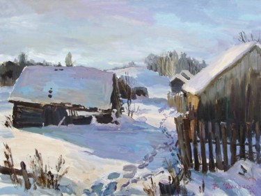 Painting titled "Снег и Солнце (с.Пе…" by Vasilii Shikhanov, Original Artwork