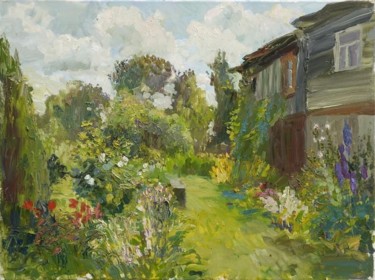 Картина под названием "Цветущий садик х.м.…" - Василий Шиханов, Подлинное произведение искусства