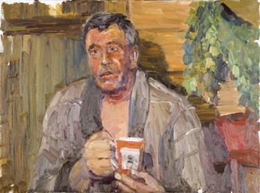 Painting titled "Володя банщик" by Vasilii Shikhanov, Original Artwork