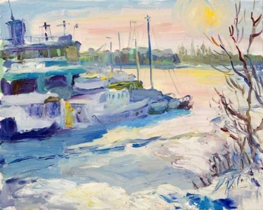Картина под названием "Яхтклуб зимой" - Василий Шиханов, Подлинное произведение искусства
