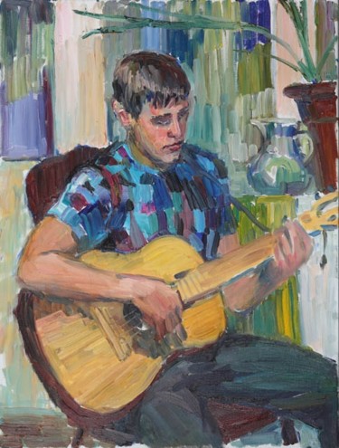 Картина под названием "Ваня с гитарой" - Василий Шиханов, Подлинное произведение искусства