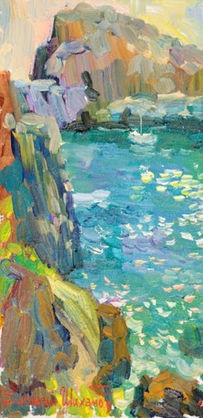 Картина под названием "Скалы у Линдоса" - Василий Шиханов, Подлинное произведение искусства