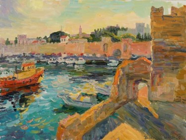 Картина под названием "Родос, гавань и кре…" - Василий Шиханов, Подлинное произведение искусства