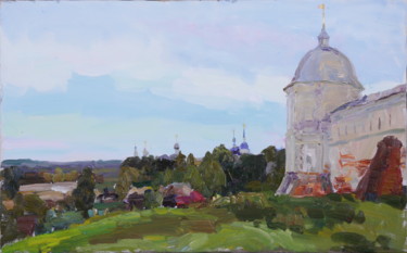 Painting titled "У стен Горицкого мо…" by Vasilii Shikhanov, Original Artwork, Oil