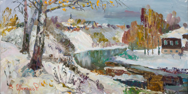 Картина под названием "Ранний снег в Кашине" - Василий Шиханов, Подлинное произведение искусства, Масло