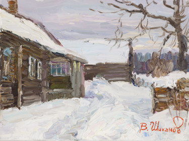 Картина под названием "Зимний день в Давыд…" - Василий Шиханов, Подлинное произведение искусства, Масло Установлен на artwor…