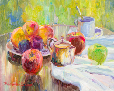 Картина под названием "Завтрак с фруктами" - Василий Шиханов, Подлинное произведение искусства, Масло