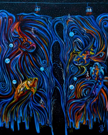 Картина под названием "Ski Dream" - Jessica Shilling, Подлинное произведение искусства, Масло