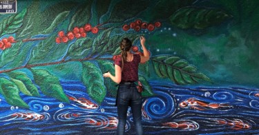 Pittura intitolato "Coffee Mural" da Jessica Shilling, Opera d'arte originale, Acrilico