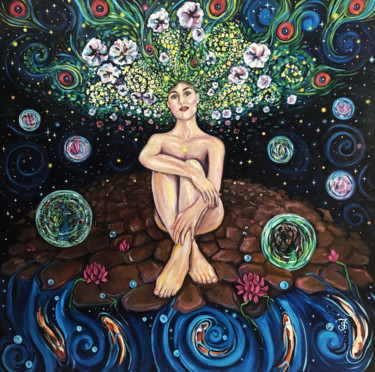 Painting titled "Lotus Rising" by Jessica Shilling, Original Artwork, Oil