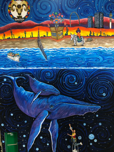 Pintura intitulada "Whales" por Jessica Shilling, Obras de arte originais, Acrílico