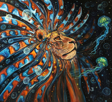 "Jellyfish Rain" başlıklı Tablo Jessica Shilling tarafından, Orijinal sanat, Petrol