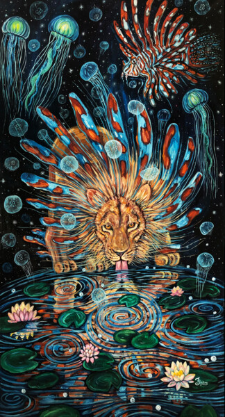 Peinture intitulée "Fountain of Power" par Jessica Shilling, Œuvre d'art originale, Huile