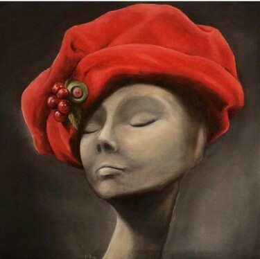 Peinture intitulée "Hat" par Shima Najafi, Œuvre d'art originale, Huile
