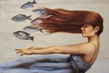 Pittura intitolato "mind fluid15" da Shima Ghasemi, Opera d'arte originale, Olio