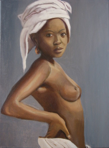 Painting titled "Africa" by Mercedes Gordo, Original Artwork, Oil