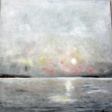 Painting titled "Frozen sunrise" by Mercedes Gordo, Original Artwork, Oil