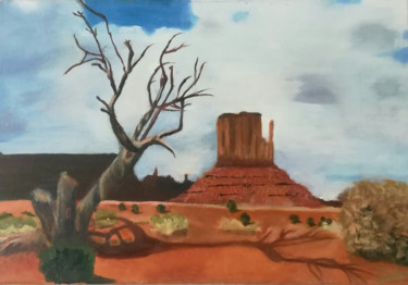 Painting titled "Paraje desertico" by Mercedes Gordo, Original Artwork, Oil