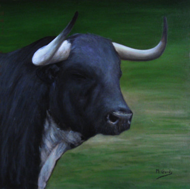 Painting titled "Mi torito bravo" by Mercedes Gordo, Original Artwork, Oil