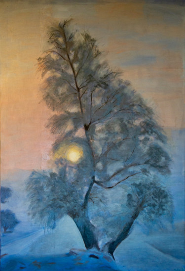 Painting titled "Colores de invierno" by Mercedes Gordo, Original Artwork, Oil
