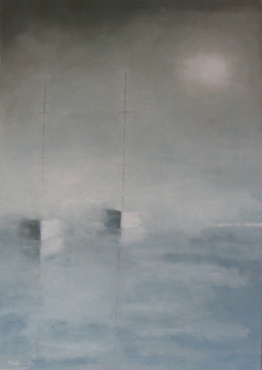 Pintura intitulada "Mar brumoso" por Mercedes Gordo, Obras de arte originais, Óleo