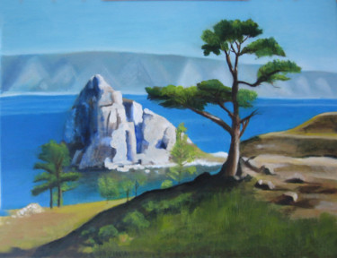 Painting titled "Baikal Lake" by Mercedes Gordo, Original Artwork, Oil