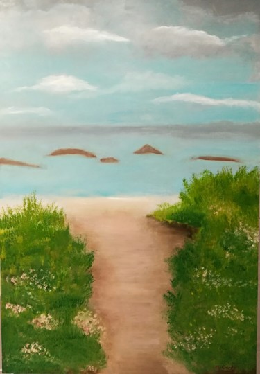 Pintura titulada "Caminito de la playa" por Mercedes Gordo, Obra de arte original, Oleo