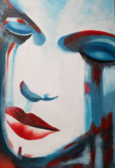 Pintura intitulada "Tristeza" por Mercedes Gordo, Obras de arte originais, Óleo